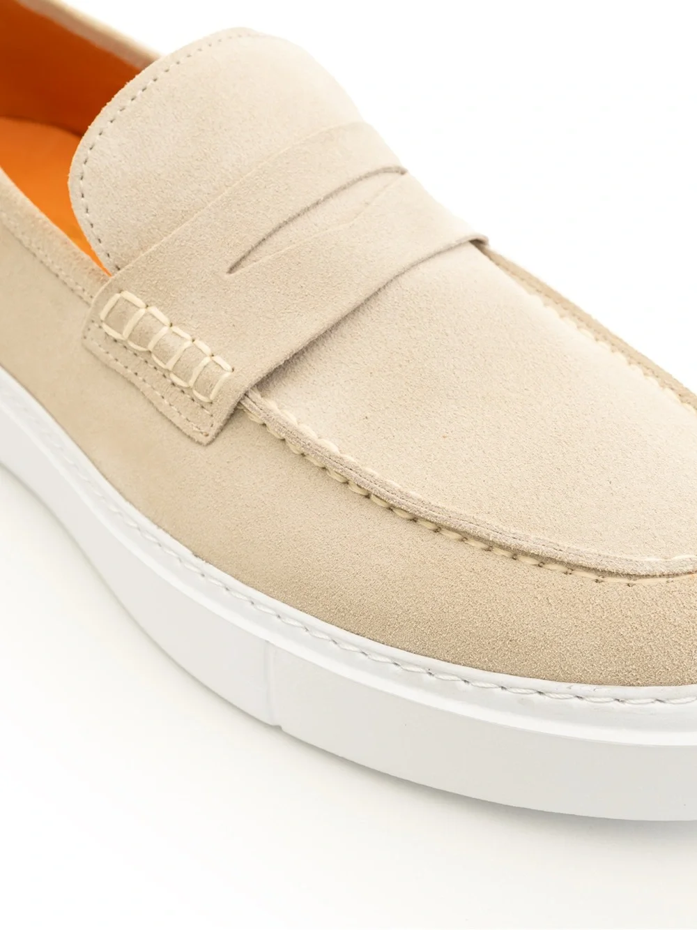 Beige Suede Penny Loafers for Men